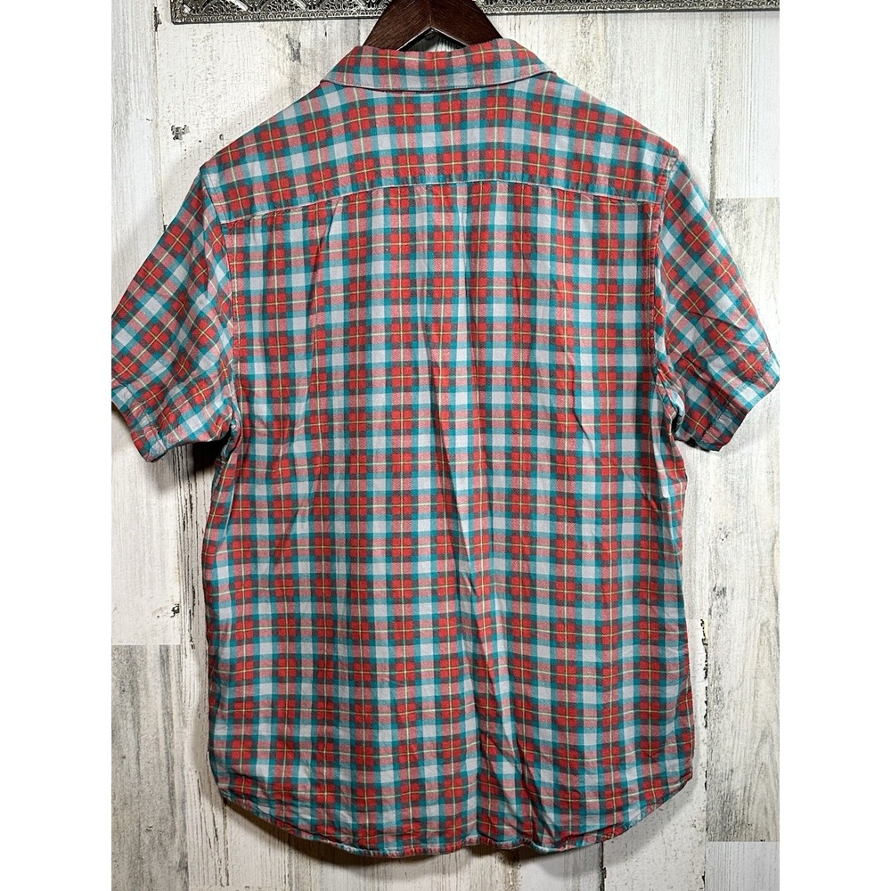 RVCA Men's That'll Do Stretch Slim-Fit Short Sleeve Button Up Shirt Red Plaid L - Picture 8 of 8